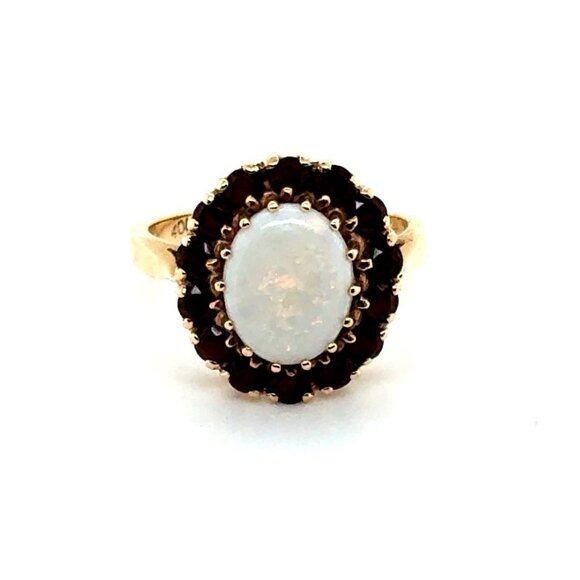 Stunning 14K Gold Opal/Garnet Ring - Picture 1 of 12
